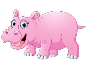 Cute pink hippo cartoon
