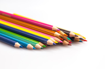 colored crayons isolated on white