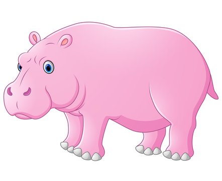 Cute pink hippo cartoon