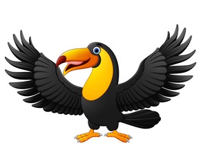 Naklejka premium Cute cartoon toucan presenting