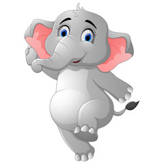 Cute elephant cartoon standing and dancing