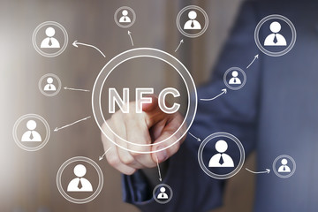 Business button NFC web network.