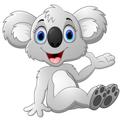 Fototapeta premium Cute koala cartoon waving hand