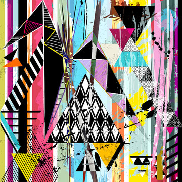 abstract background, with strokes, splashes, stripes and triangl