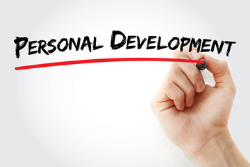 Hand writing Personal development with marker, concept background