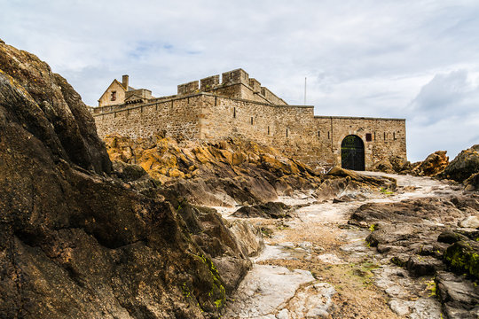 Fort National on tidal island Petit Be in Saint-Malo, France.