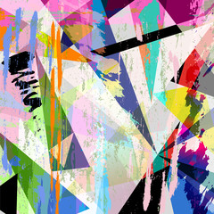 abstract background composition, with strokes, splashes and tria