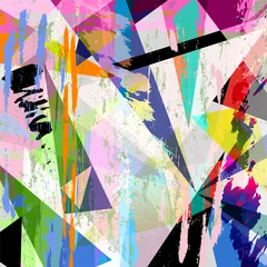 Foto op Plexiglas anti-reflex abstract background composition, with strokes, splashes and tria © Kirsten Hinte