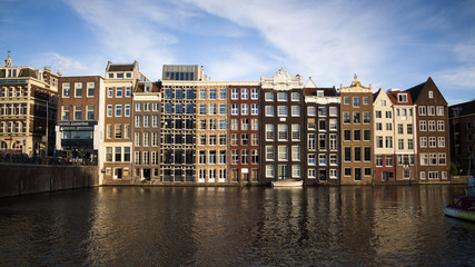 Fototapeta premium Amsterdam canal and typical houses