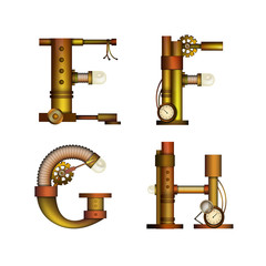 Set of Steampunk letter isolated on white vector