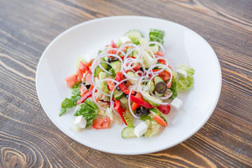 Greek salad with olives and cheese