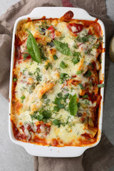 Pasta baked in baking dish