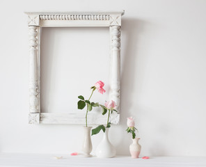flowers in a vase on white background
