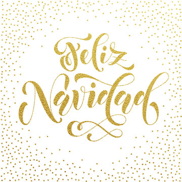Feliz Navidad gold glitter Spanish Merry Christmas