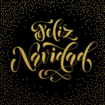 Feliz Navidad gold glitter Spanish Merry Christmas