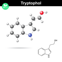 Tryptophol 3d model and chemical structure