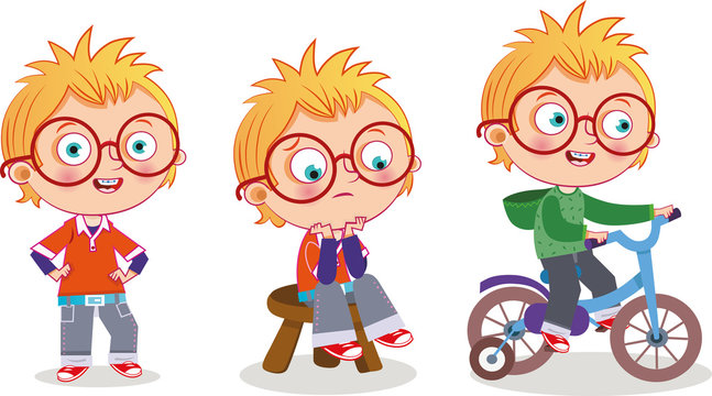 Vector clip-art character page of a blonde boy.