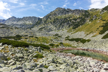Fototapeta premium Musalenski lakes and Musala Peak, Rila mountain, Bulgaria