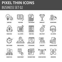 Modern thin line icons set for business
