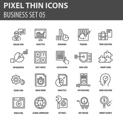 Modern thin line icons set for business