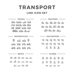 Set line icons of transport