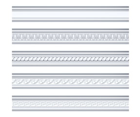 Collection of different classical cornices isolated on white, 3d rendering © UltimaSperanza