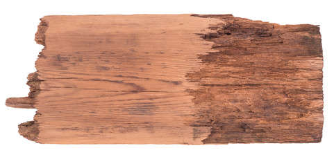 Old wooden board isolated on a white background