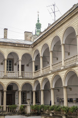 Fototapeta na wymiar Patio in the Italian style, Lviv, Ukraine 