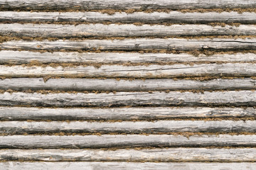 Old gray wooden logs, background