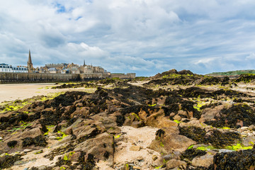 View of ancient city Saint-Malo from Fort National. France.