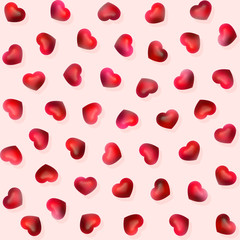 Vector Seamless Pink Shaded Hearts Lovely Pattern