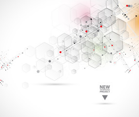 Fototapeta premium Abstract hexagon background. Technology polygonal design. Digital futuristic minimalism