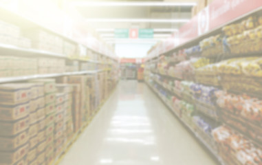 Supermarkets, lens blur effect.