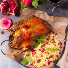Duck with millet and pomegranate