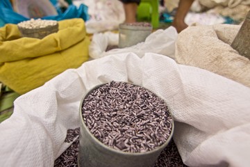 Red Rice in bag at the market