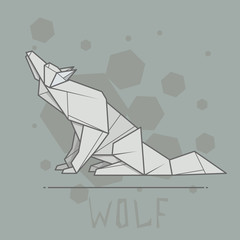 Vector illustration paper origami of wolf.