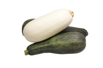 Three zucchini. Green and white.