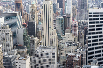 View of the skyscraper canyons of the Midtown Manhattan, New York City skyline 