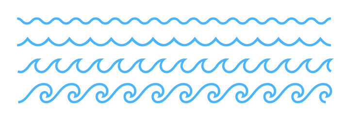Blue line ocean wave ornament pattern - obrazy, fototapety, plakaty