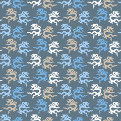 Simple vector seamless dragon pattern. Print. Cloth design, wallpaper.