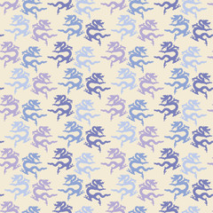 Simple vector seamless dragon pattern. Print. Cloth design, wallpaper.