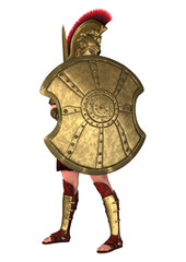3D Rendering Ancient Greek Soldier on White
