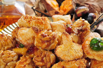 panellets typical of Catalonia and roasted chestnuts and sweet p