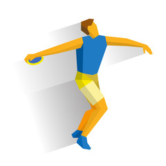 Athlete throwing the discus isolated on white background with shadows. International sport games infographic.  Discus Throw - flat style vector clip art.
