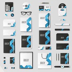 Corporate identity template set. Business stationery mock-up with logo. Branding design. Notebook, card, catalog, pen, pencil, badge, tablet pc mobile phone letterhead