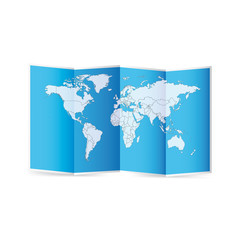 Векторная карта мира с границами государств и стран, на бумаге.