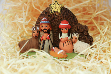 Christmas Nativity Scene - Holy Family isolated over a white background