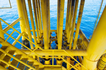 Pipeline production and valve for oil and gas production process, Pipeline construction on offshore platform, Wellhead platform offshore oil and gas industry.