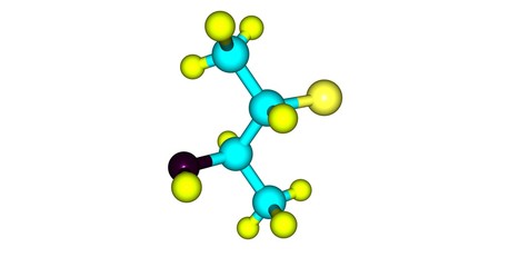 Bromobutanol molecular structure isolated on white