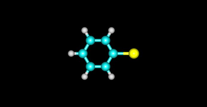 Bromobenzene molecular structure isolated on black